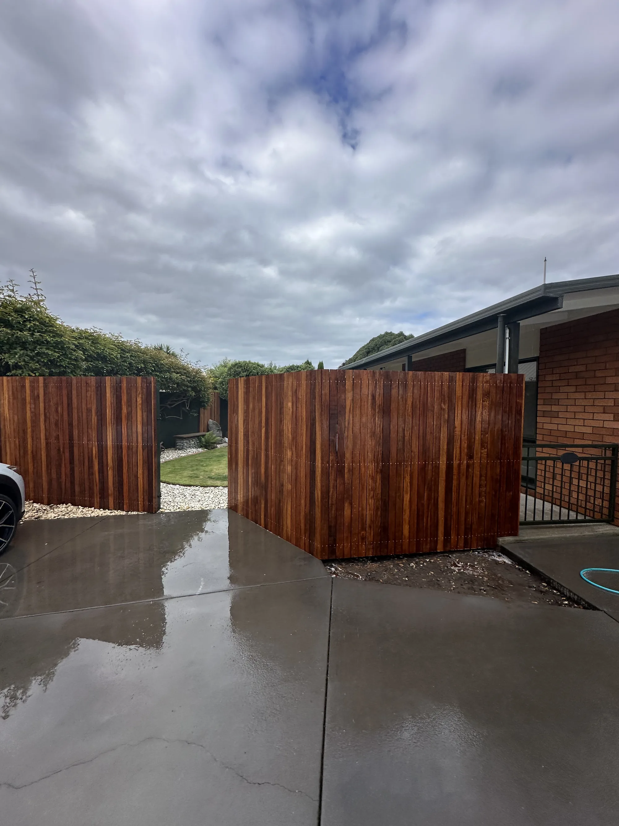 Batten cedar fence with architectural gate - Christchurch fence build