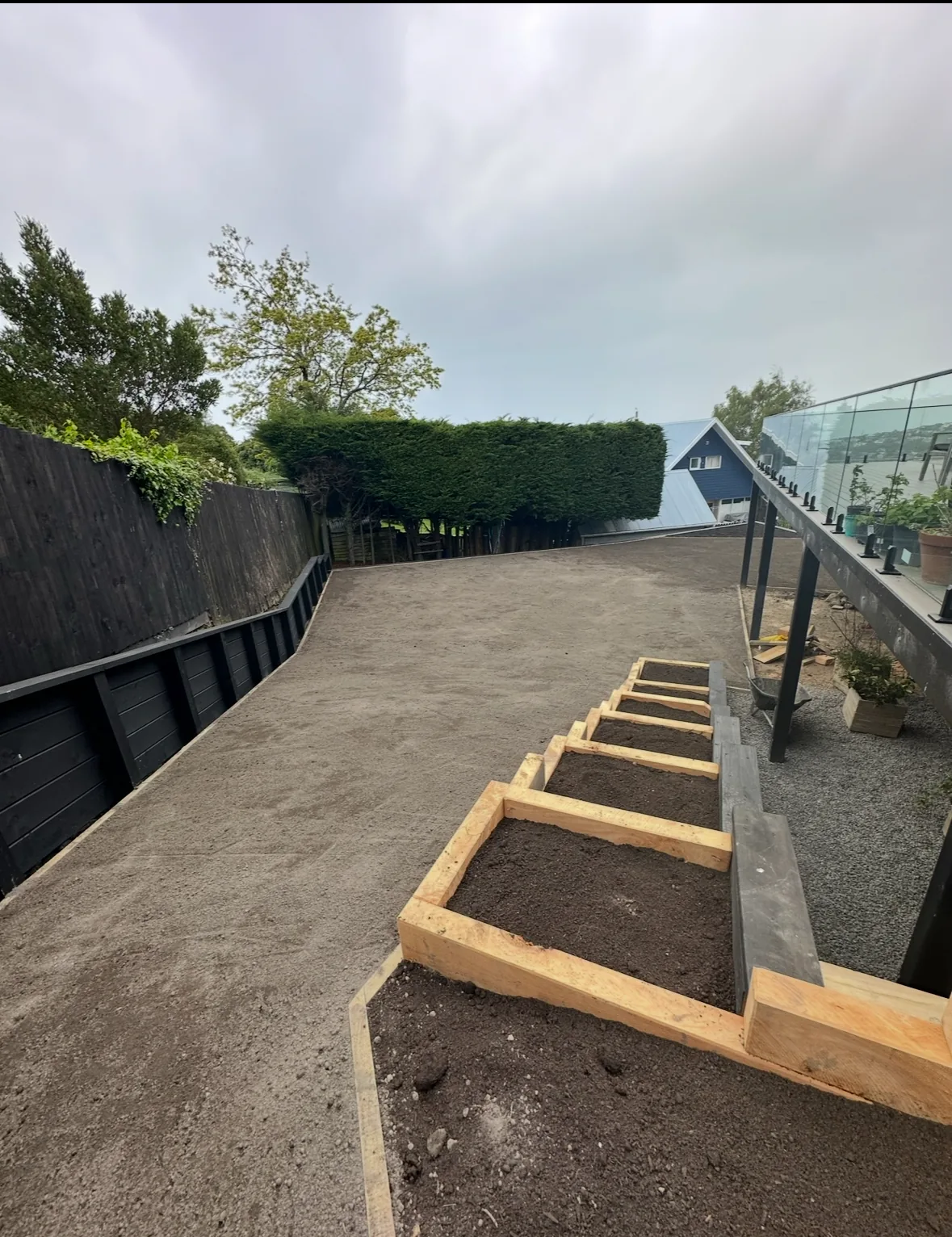 Timber retaining wall built by Decks R Us in Christchurch
