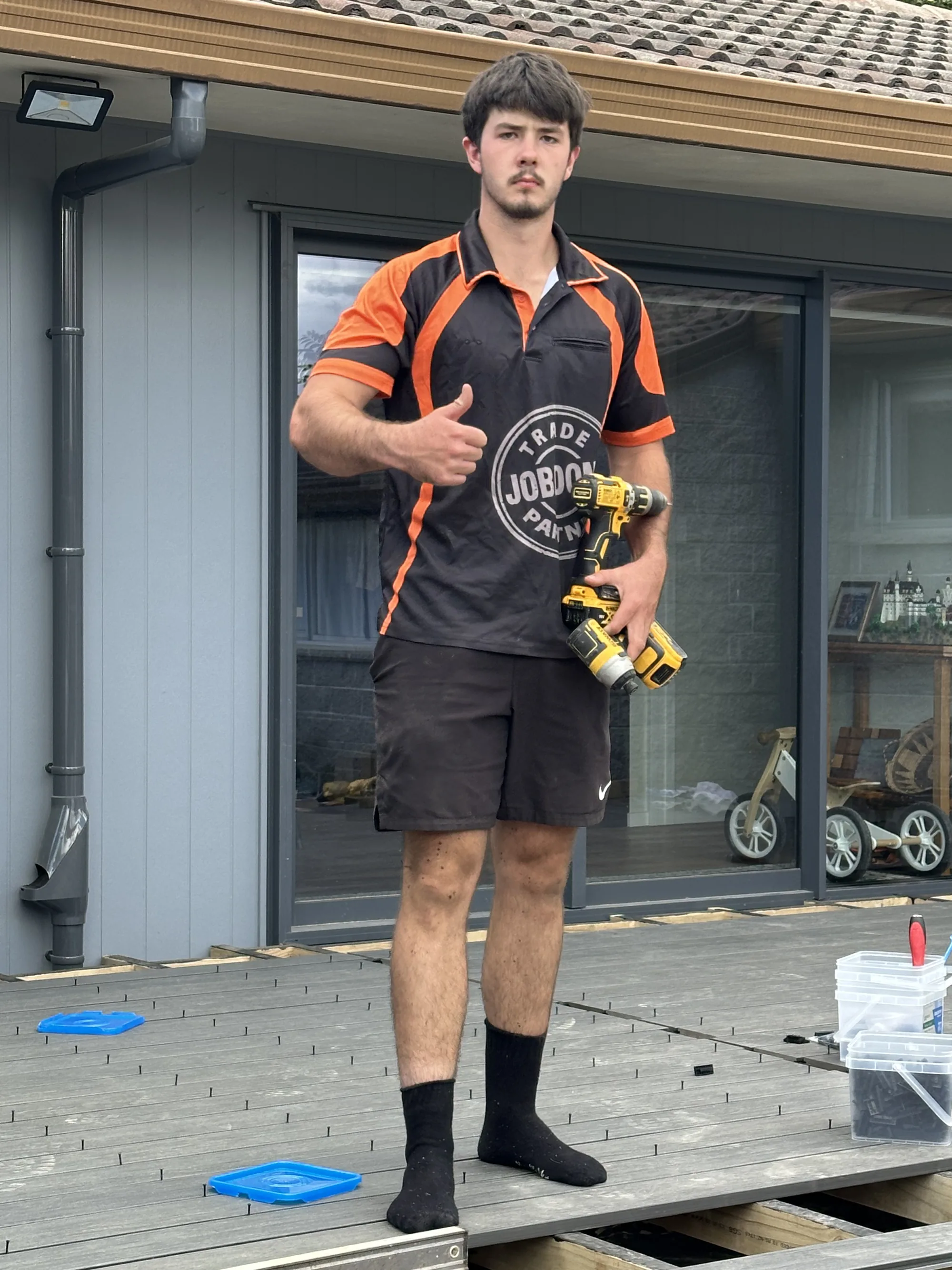 Taylor - builder at Decks R Us, on the tools day-to-day across Christchurch builds